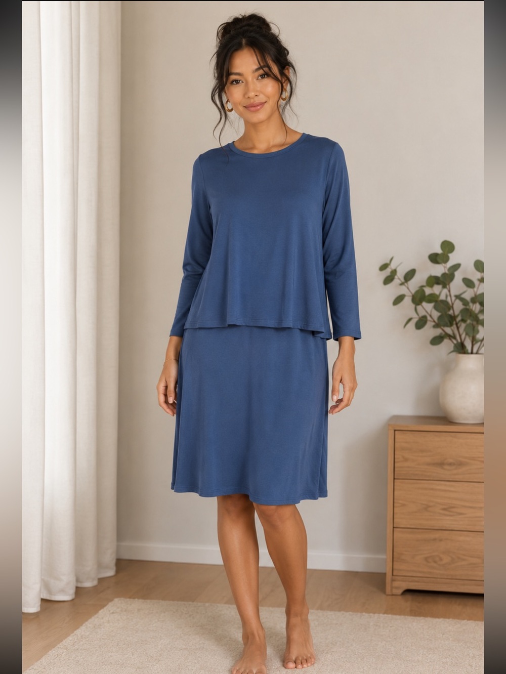 Pure ji Jill opal blue dress size large new Lagan look soft stretchy
